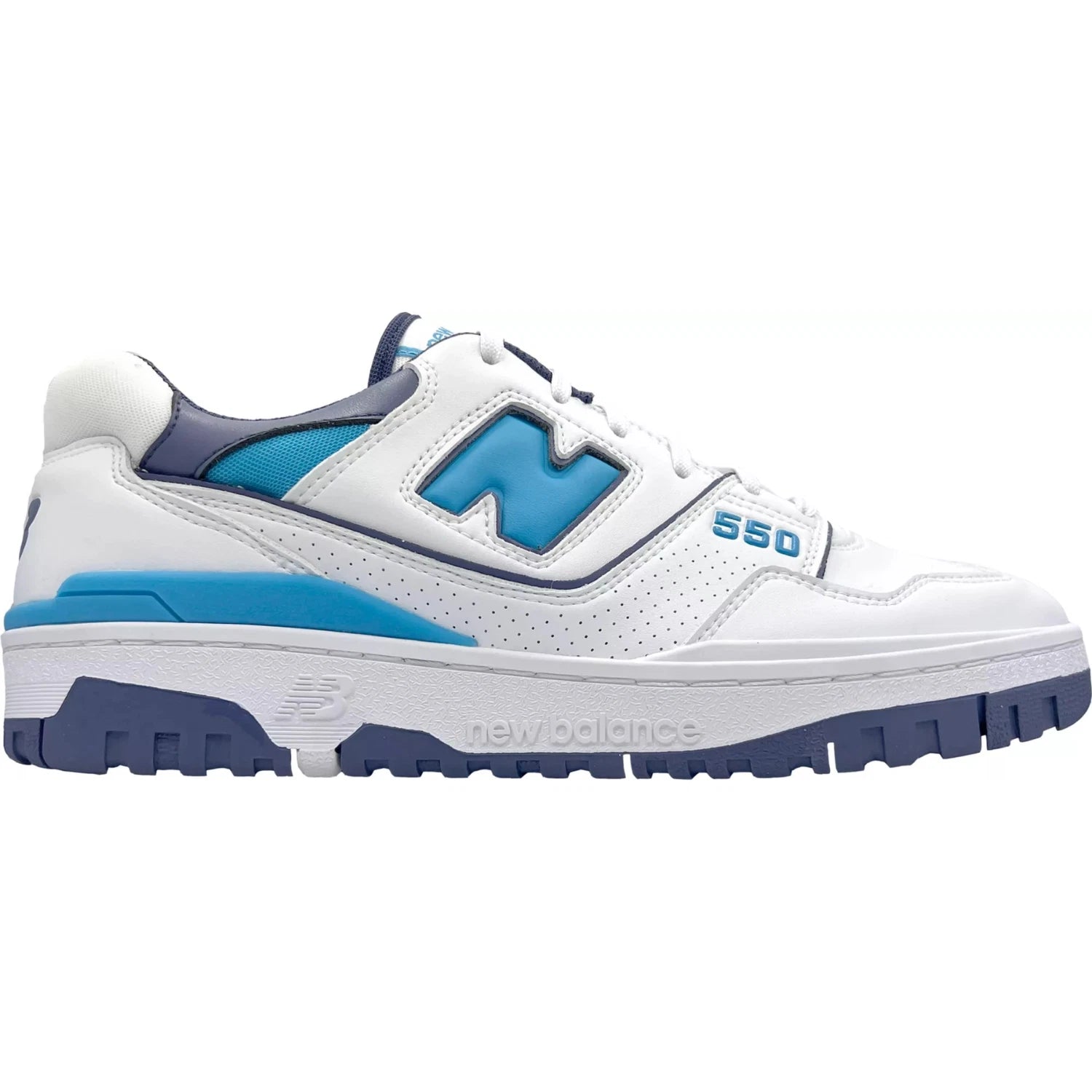 Мужские кроссовки New Balance 550 MG550WN белого и темно-синего цвета без шипов, модель DWA2685 — фото 4