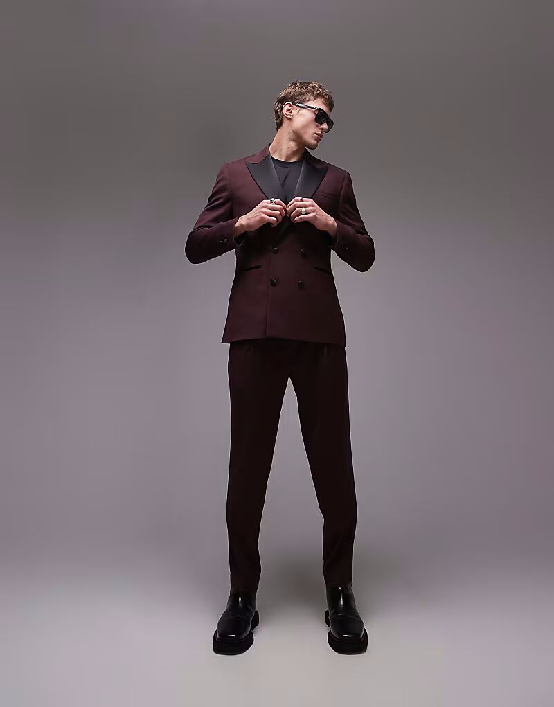 

Брюки Topman Premium Tapered Suit Trousers красного цвета