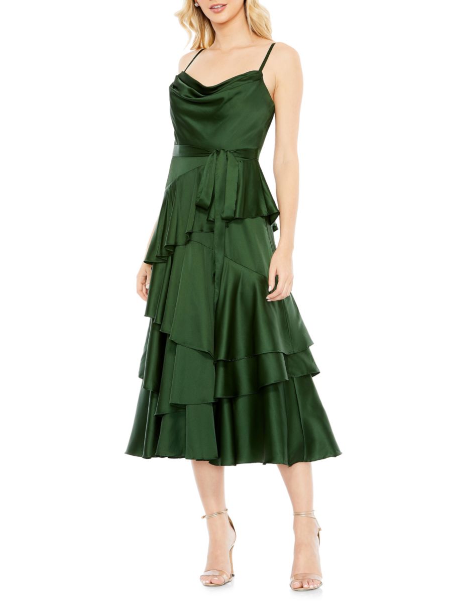 

Платье Ieena Charmeuse с многоуровневыми оборками Mac Duggal, цвет Forest Green