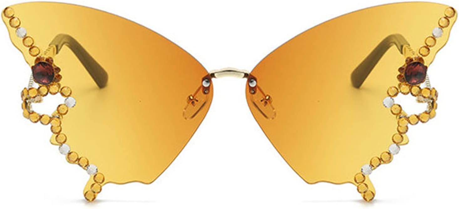 

Женские солнцезащитные очки Helena в форме бабочки с бриллиантовой оправой, без оправы, с защитой от УФ-излучения, для вождения, рыбалки, походов и активного отдыха, Yellow