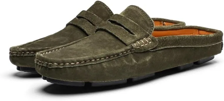 Мужские лоферы из нубуковой кожи, модель Penny Loafers, зеленый SayfuR — фото 4