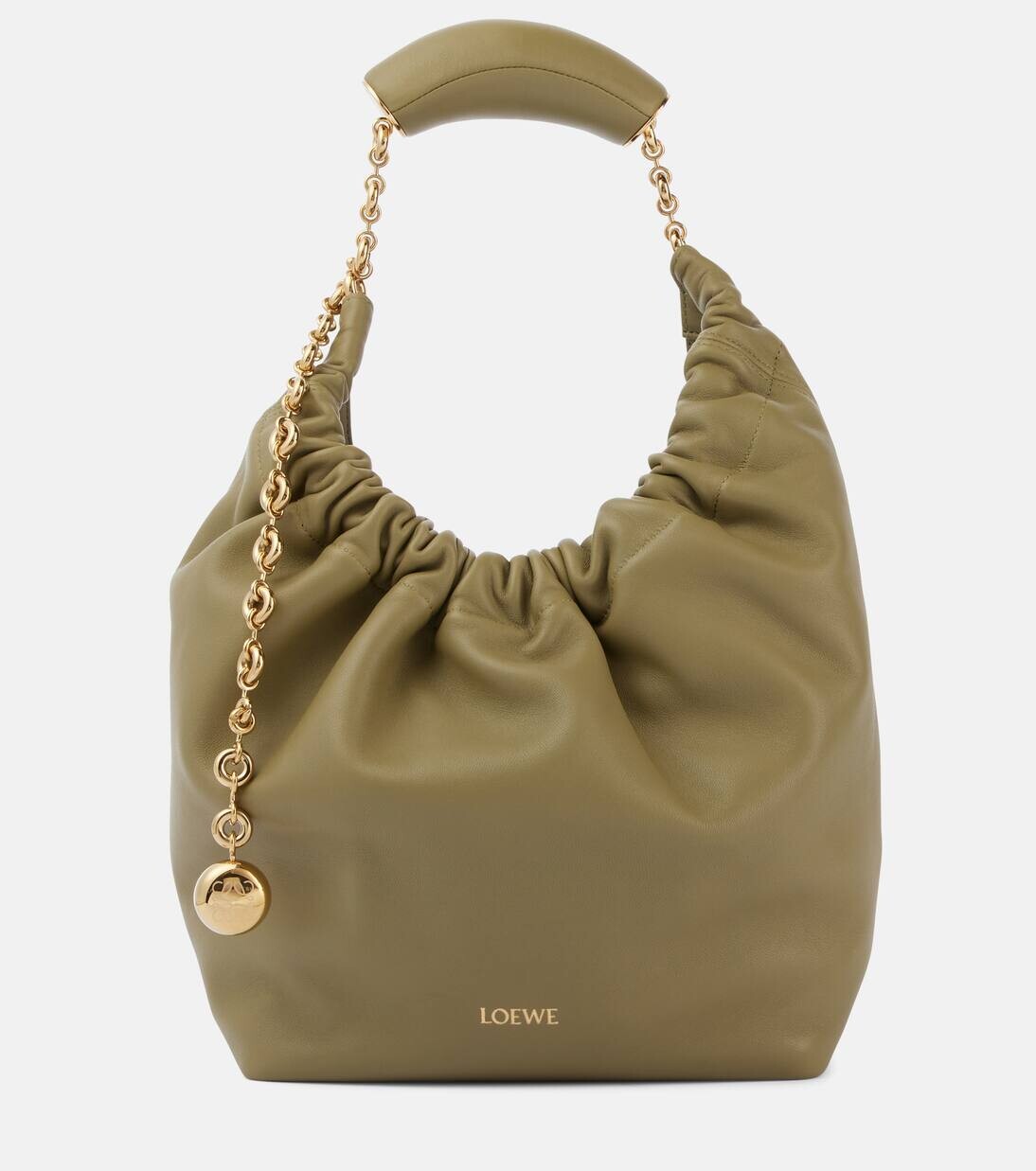 

Сумка через плечо из кожи Squeeze Small Loewe, цвет eucalyptus green