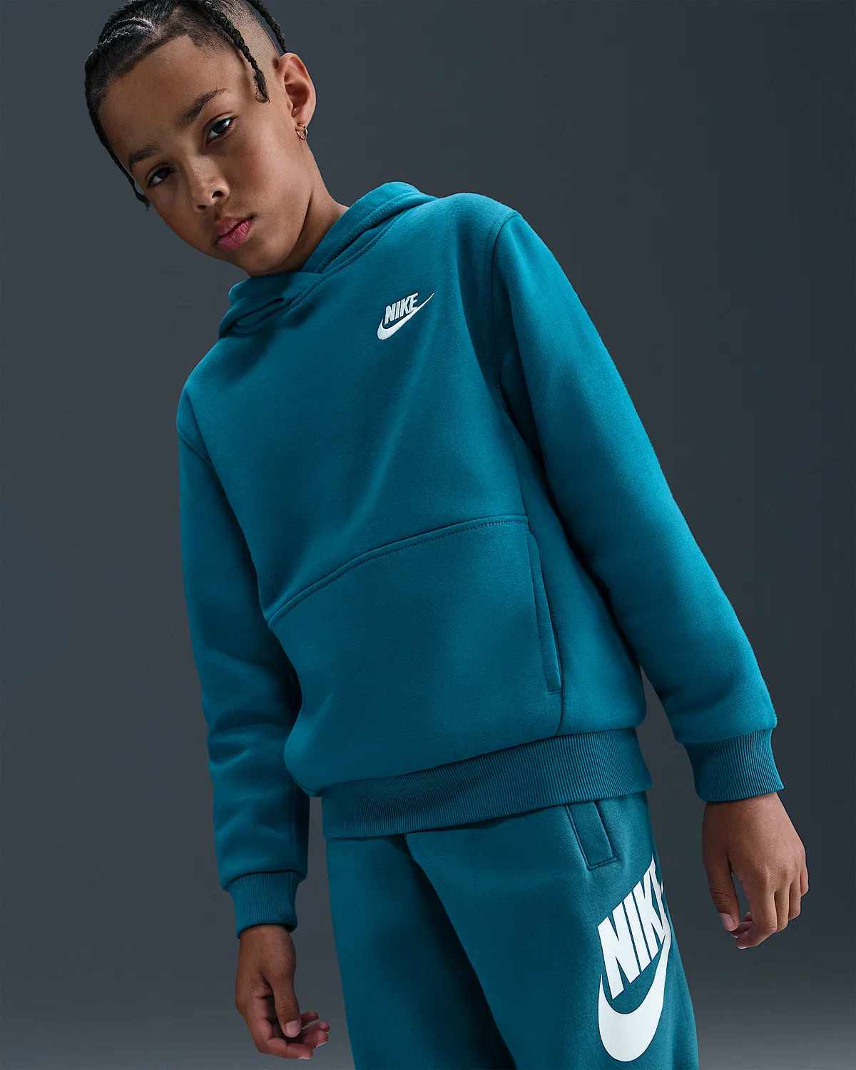 Детская толстовка Nike Sportswear Club Fleece, Green Abyss/White — фото 3