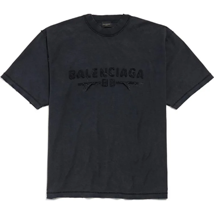 Balenciaga Футболка SS25 Regular Fit мужская черная — фото 3