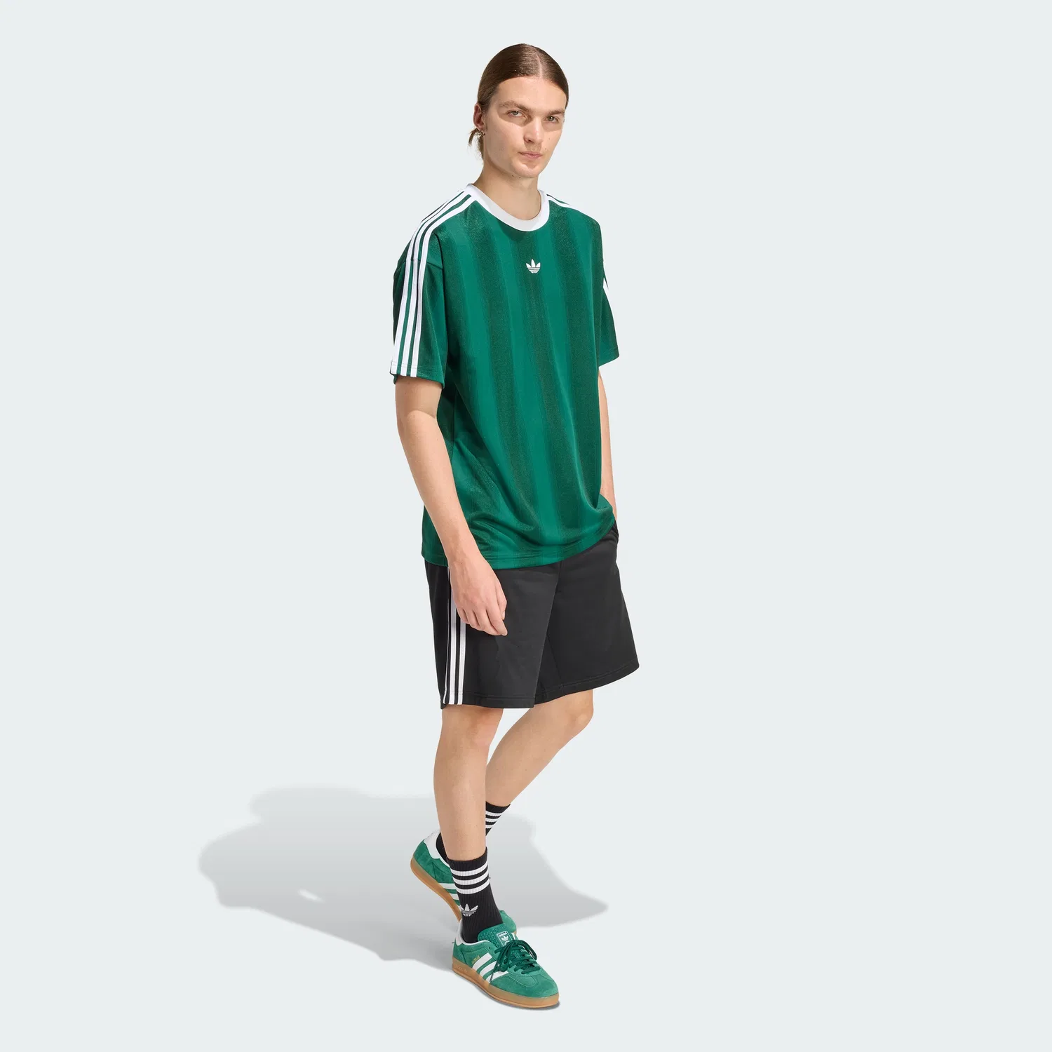 Мужская футболка-джерси Adidas Adicolor жаккард, зелёная — фото 3