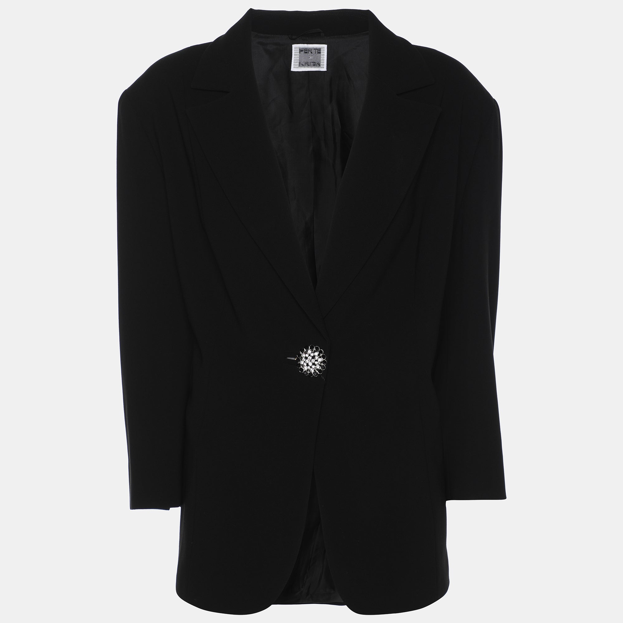 

Черный однобортный блейзер из крепа Perte By Krizia