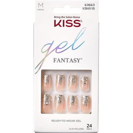 

Набор для клеевого маникюра Gel Fantasy Collection, необычные квадратные накладные ногти средней длины, 24 шт., Kiss