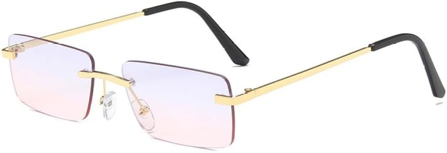 

Модные прямоугольные солнцезащитные очки для женщин и мужчин, без оправы, маленькие солнцезащитные очки, женские и мужские очки с защитой от УФ-излучения UV400 generic, Purple Pink