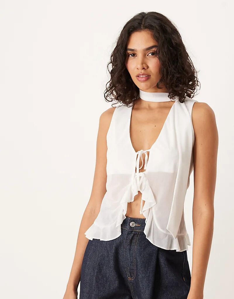

Жилет с оборками и шарфом ASOS DESIGN цвета слоновой кости