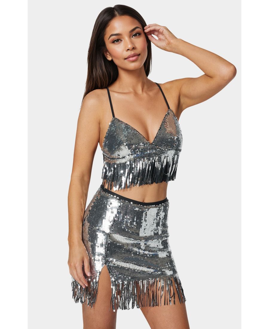 

Женская кружевная накидка и топ с пайетками Bebe, Black