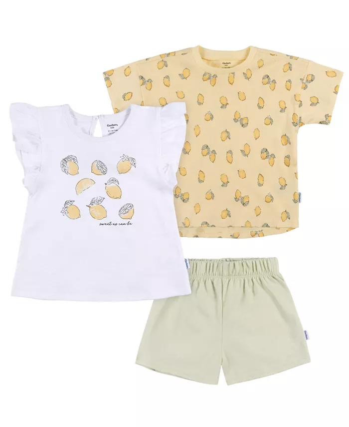 

Комплект из футболки и шорт для девочек Toddler Girls Coordinating Gerber, желтый