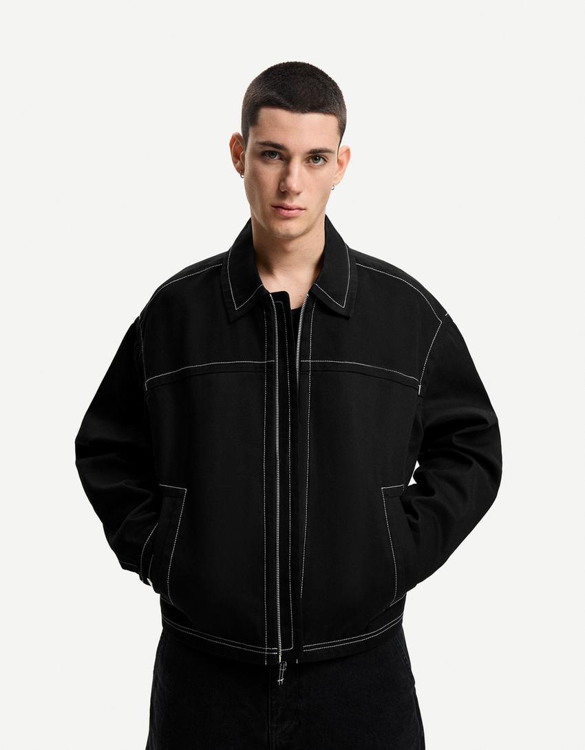 

Контрастная куртка Bershka, черный