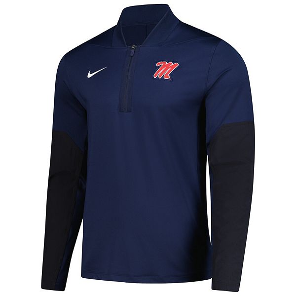 Мужская синяя толстовка Ole Miss Rebels Dri-FIT с полузастежкой Nike — фото 3