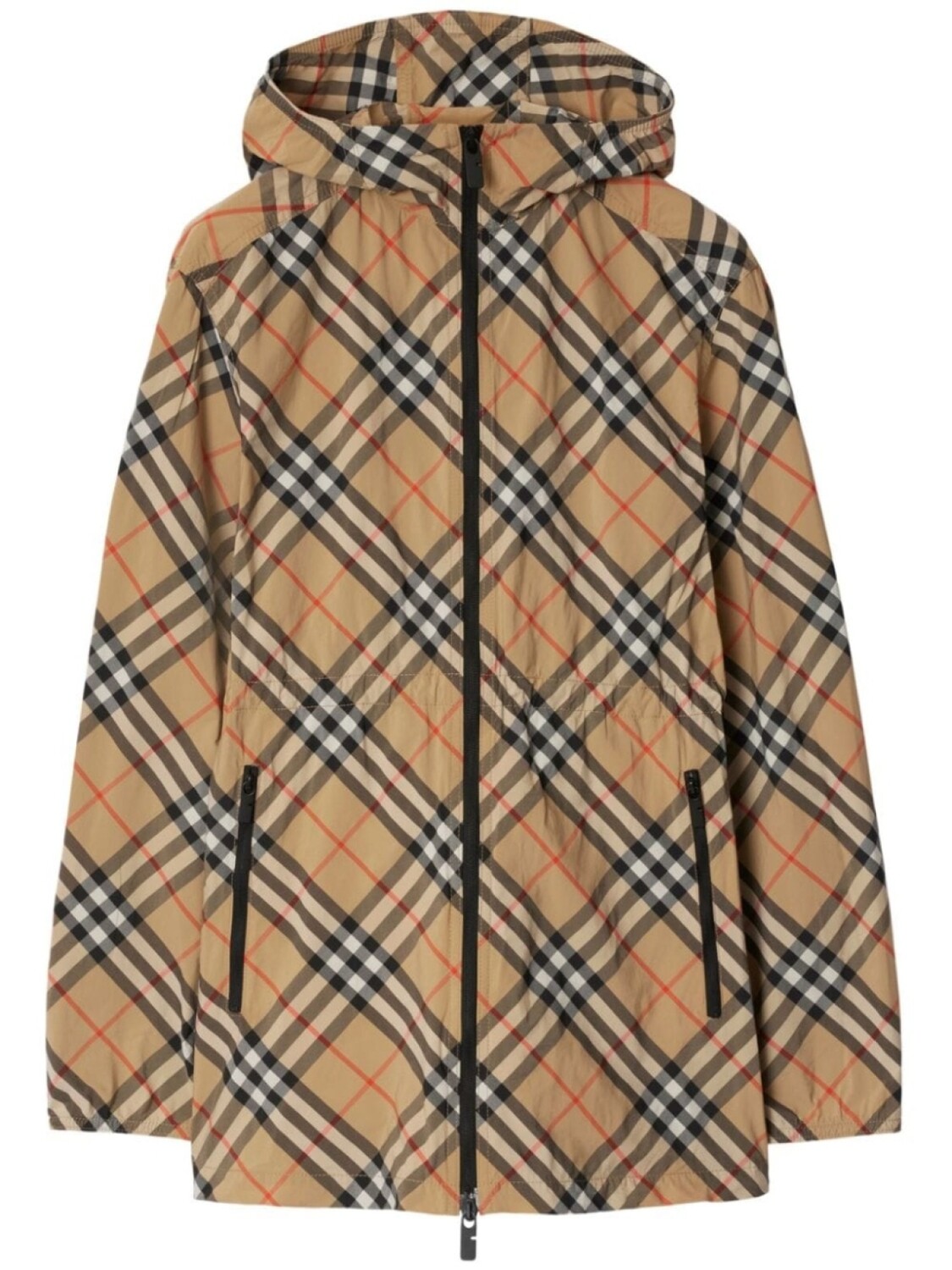 

Burberry пальто в клетку Nova Check с капюшоном, нейтральный цвет