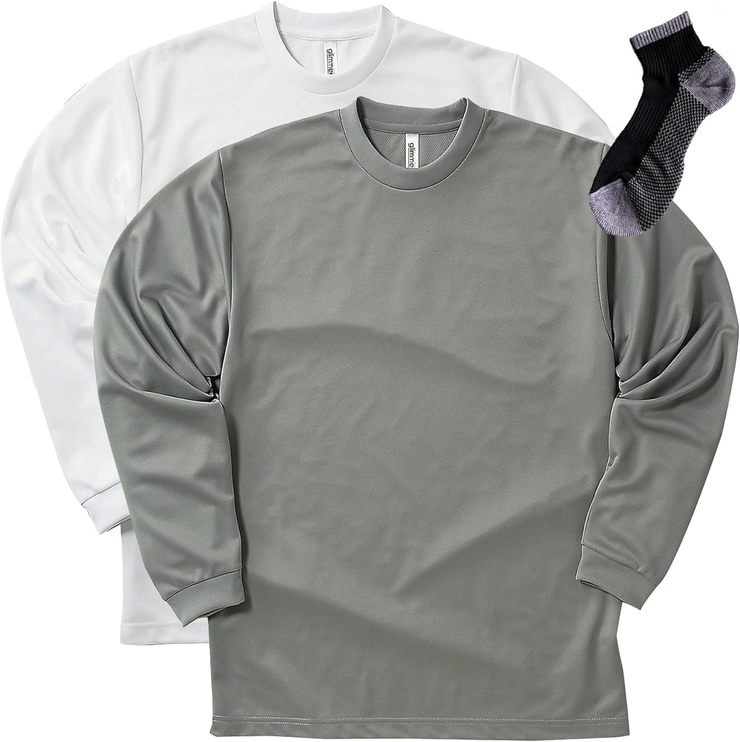 

Футболка с длинными рукавами и круглым вырезом Glimmer 00304-ALT, сухая, 113 г (4,4 унции), бело-серый