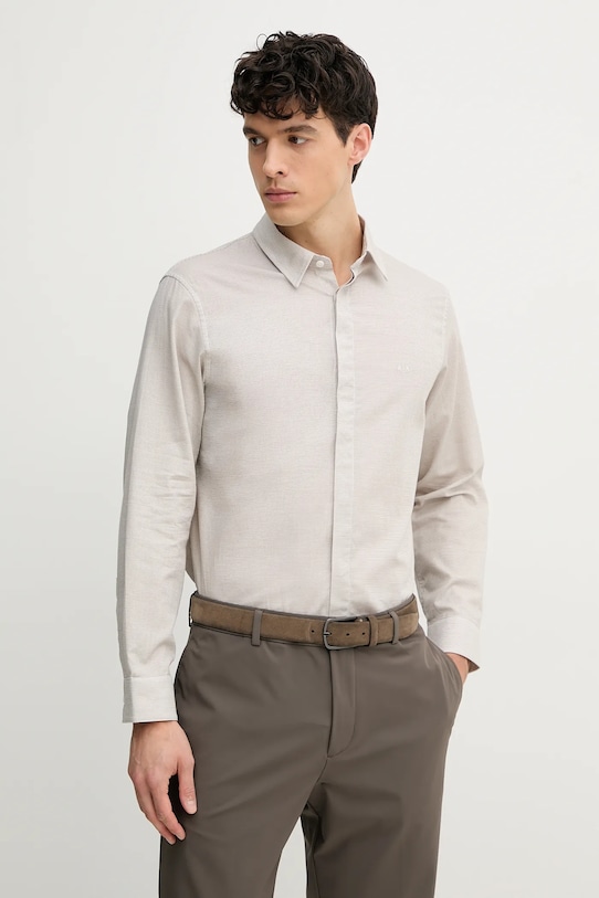 

Хлопковая рубашка Armani Exchange, бежевый