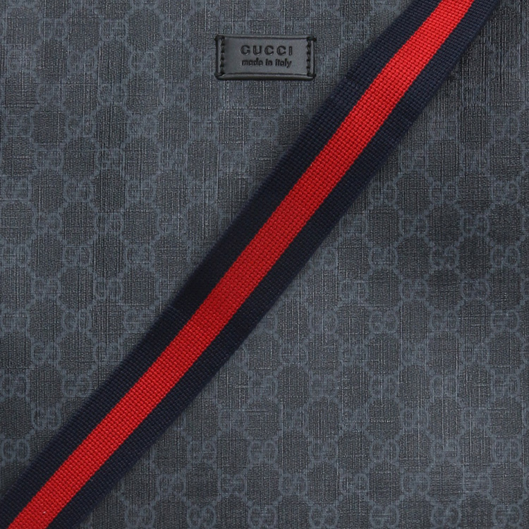 Сумка-шоппер из холста с кожаными деталями, мужская, черно-серая, GUCCI — фото 4