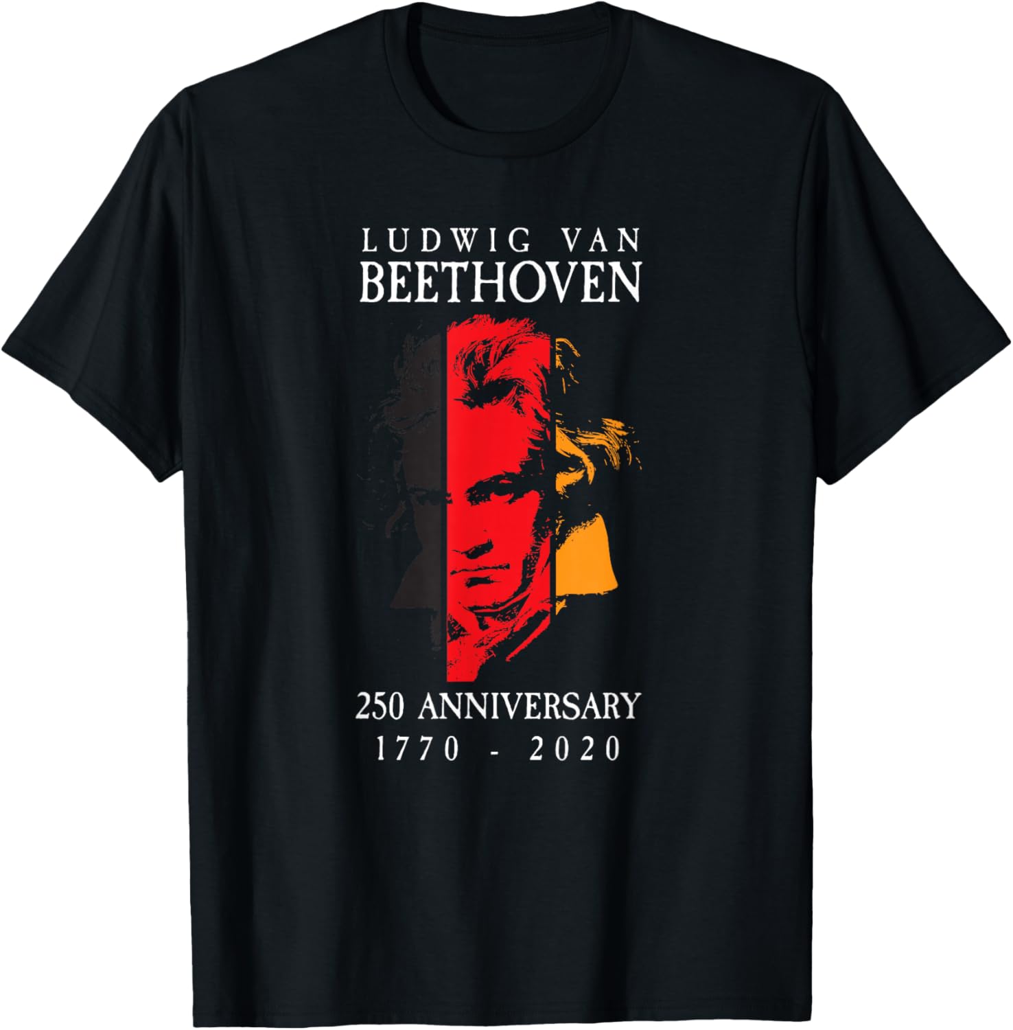 

Людвиг ван Бетховен 250 1770-2020 Футболка в подарок любителю музыки Beethoven 250 Jahre Klassisches Musikgeschenk, черный