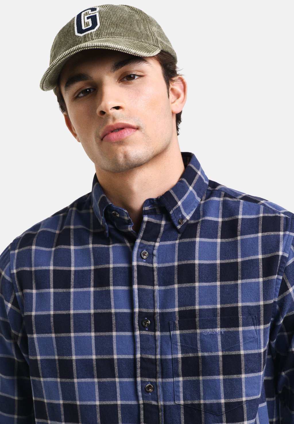 

Рубашка REGULAR FIT CHECKED HERRINGBONE GANT, темно-синий