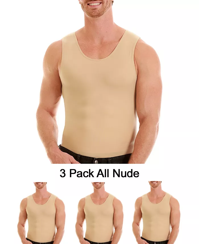 

Мужские майки-компрессионные топы Insta Slim 3 Pack для крупных и высоких размеров Instaslim, загар/бежевый
