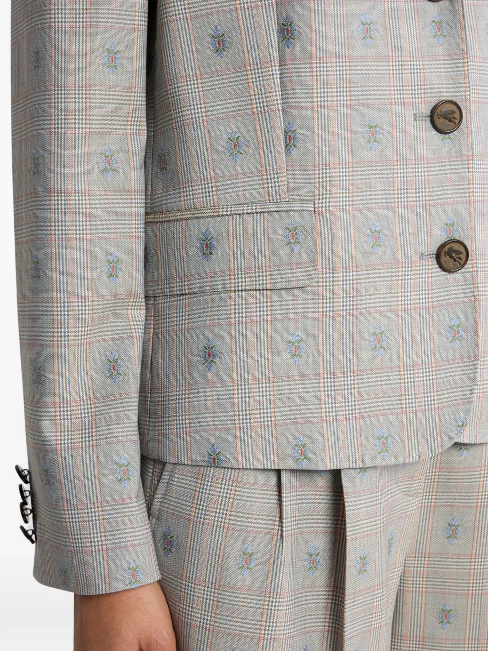 Однобортный пиджак принца Уэльского Etro, нейтральный — фото 4
