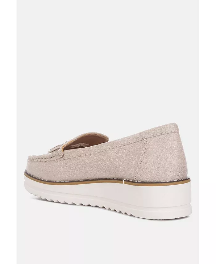 Daiki Platform Lug Sole Tassel Loafers для женщин London Rag, загар/бежевый — фото 3