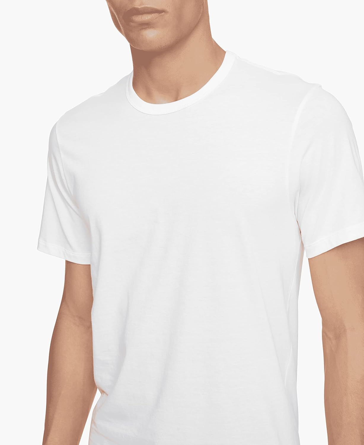 Комплект из 3 классических узких мужских маек Calvin Klein из хлопка, 3 White - Crewneck — фото 3
