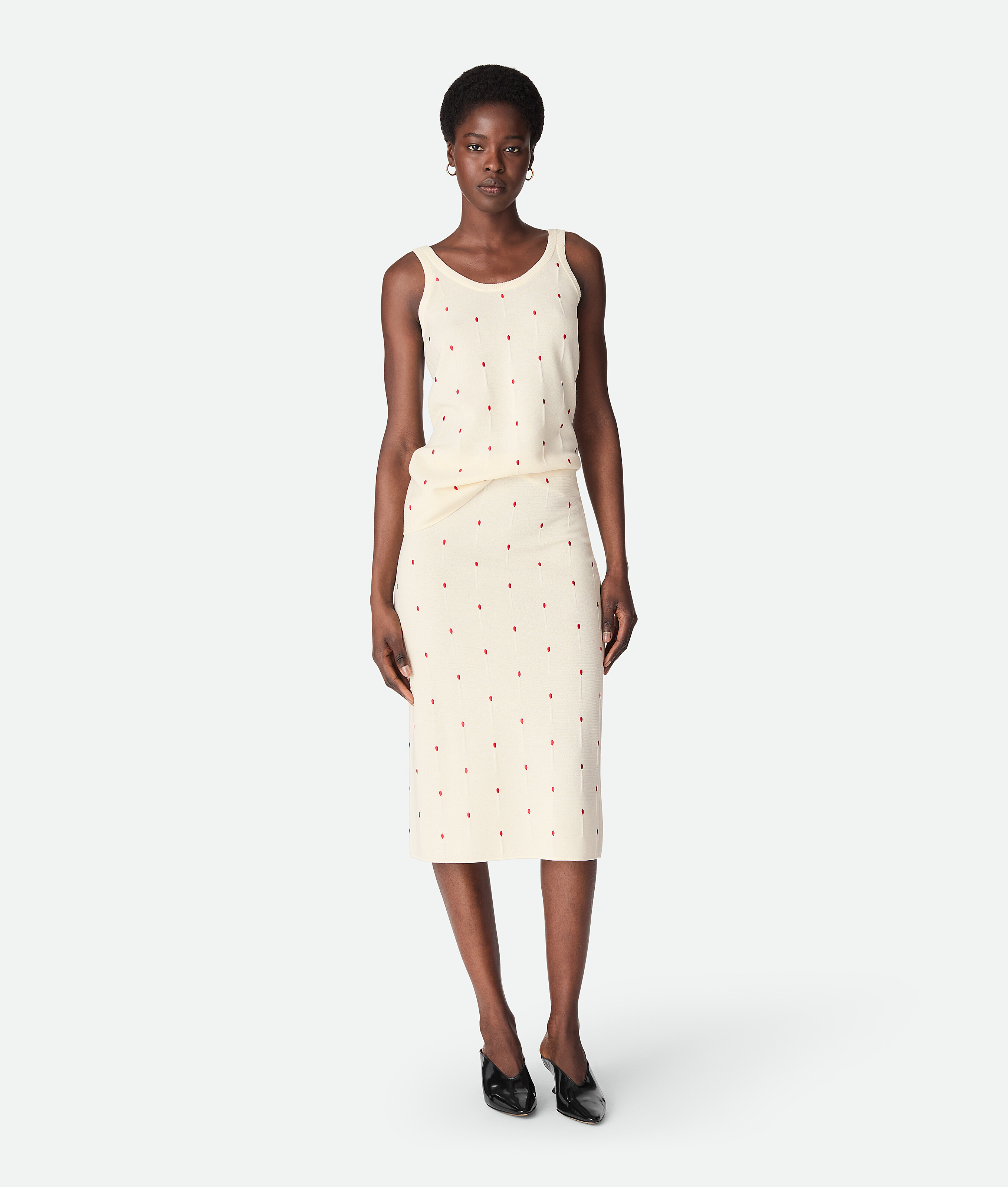 

Cotton embroidered matches skirt BOTTEGA VENETA, лак/мел