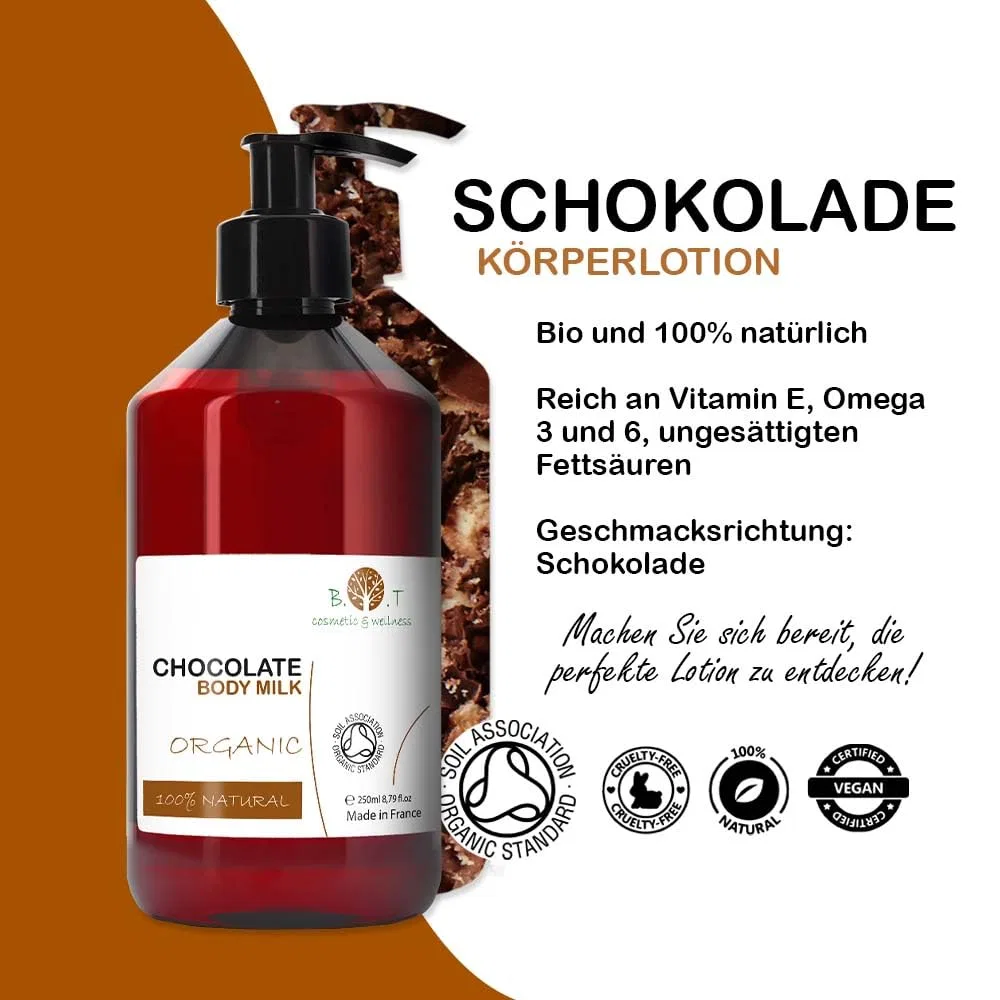 Органическое молочко для тела B.O.T Cosmetic & Wellness, увлажняющее, укрепляющее, с ароматом шоколада, 250 мл B.O.T Cosmetic & Wellness — фото 2