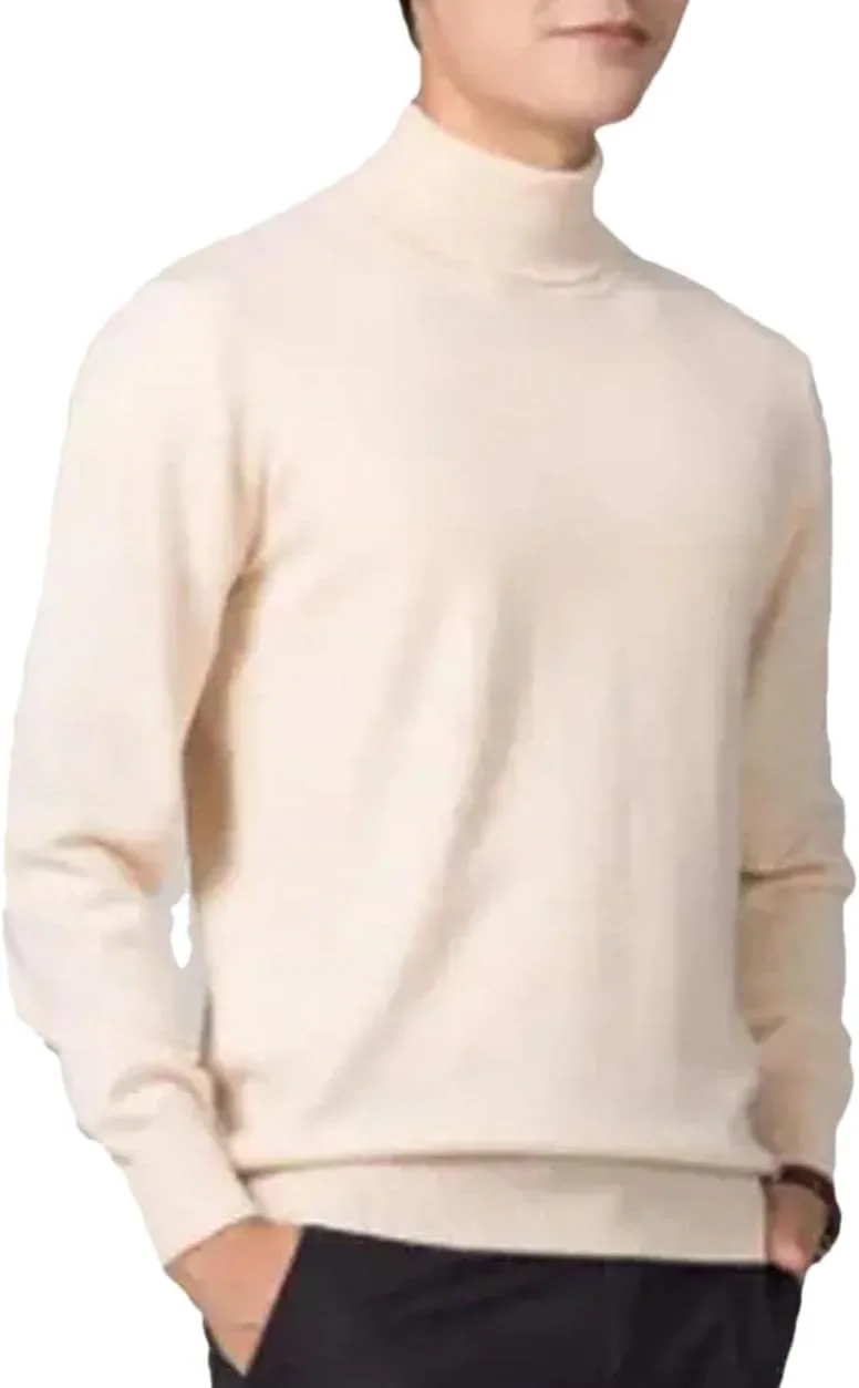 

Мужской свитер-водолазка из шерсти с длинными рукавами и косой вязкой