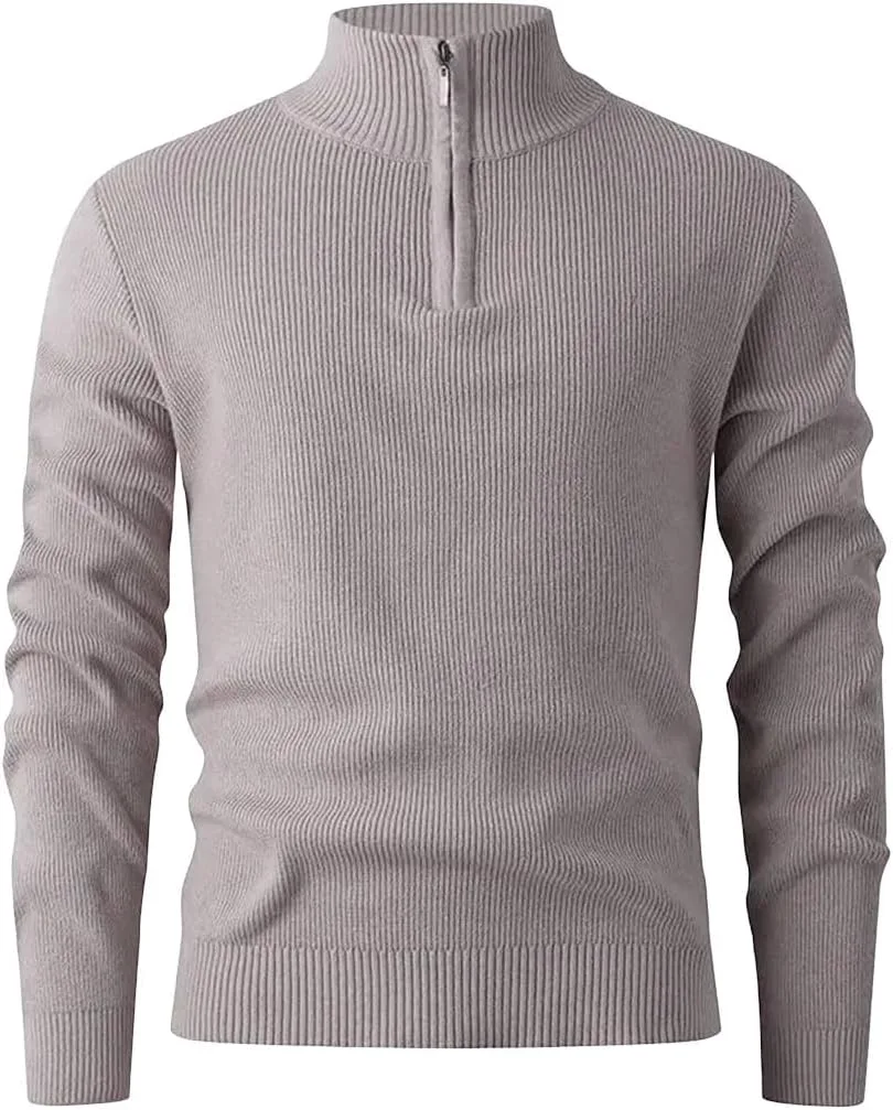 

Мужской вязаный свитер с молнией и стойкой