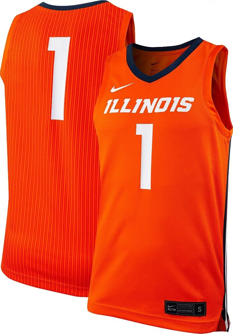 

Мужская баскетбольная майка Nike Illinois Fighting Illini #1 оранжевого цвета