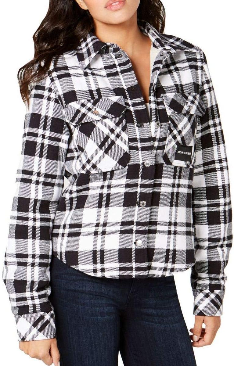 

Женская куртка Calvin Klein Jeans фланелевая в клетку, черно-белый