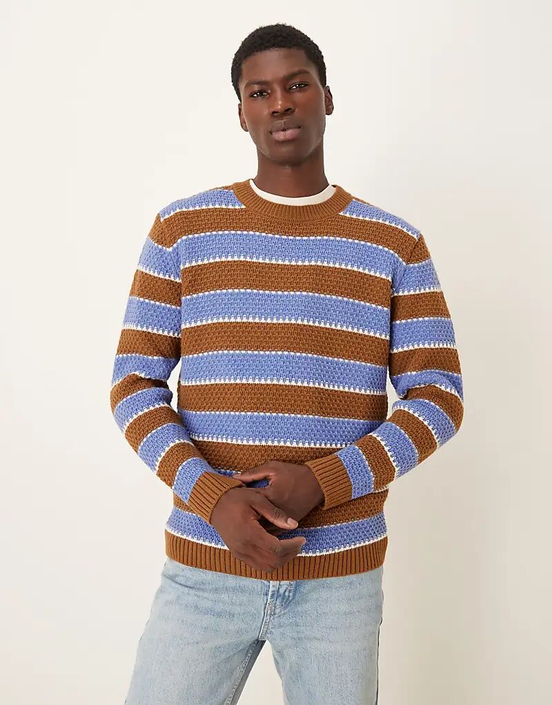 

Свободный трикотажный джемпер в полоску с круглым вырезом ASOS DESIGN темно-синего цвета