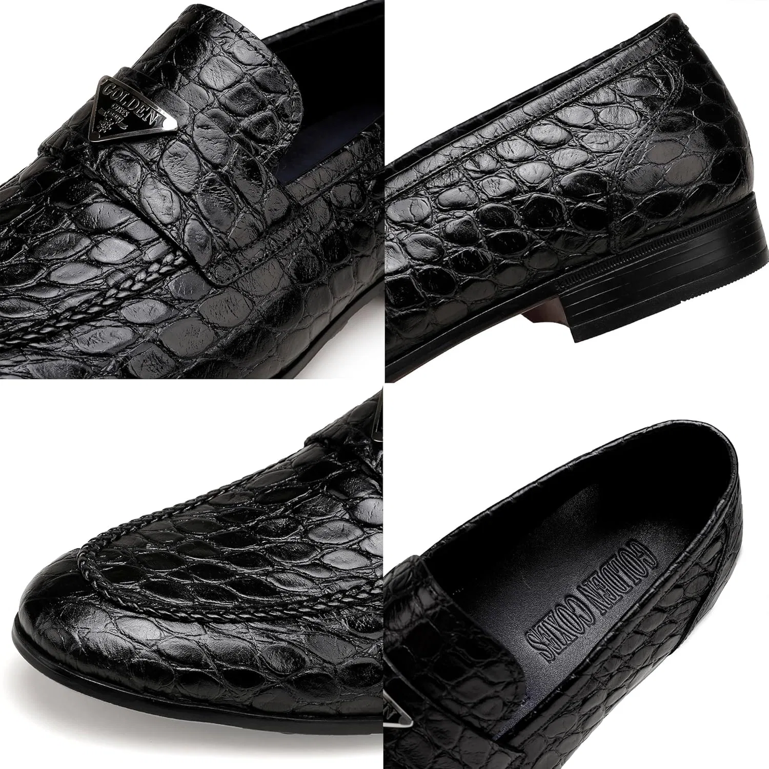 Лоферы с крокодиловым принтом, из натуральной кожи, Black — фото 2