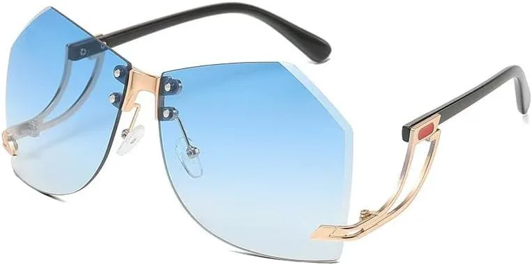 

Женские солнцезащитные очки неправильной формы без оправы, увеличенного размера, с градиентным переходом цвета, защита от УФ-излучения UV400 DMMWCX, Blue