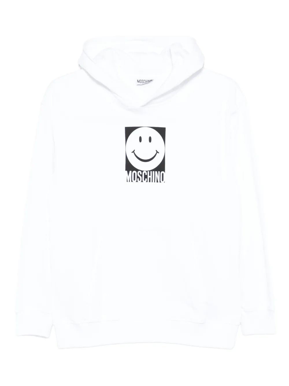 

Хлопковая толстовка с капюшоном и смайликом Moschino Kids, белый