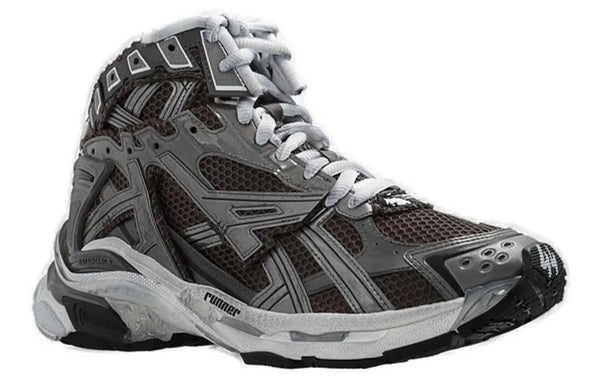 Кроссовки runner high top sneakers 'grey nylon suede-like fabric' Balenciaga, серый — фото 2