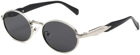 

Ретро металлические овальные солнцезащитные очки для женщин, модные конфетные оттенки, защита от УФ-излучения UV400, панк-солнцезащитные очки для мужчин MTZJH, Silver Grey