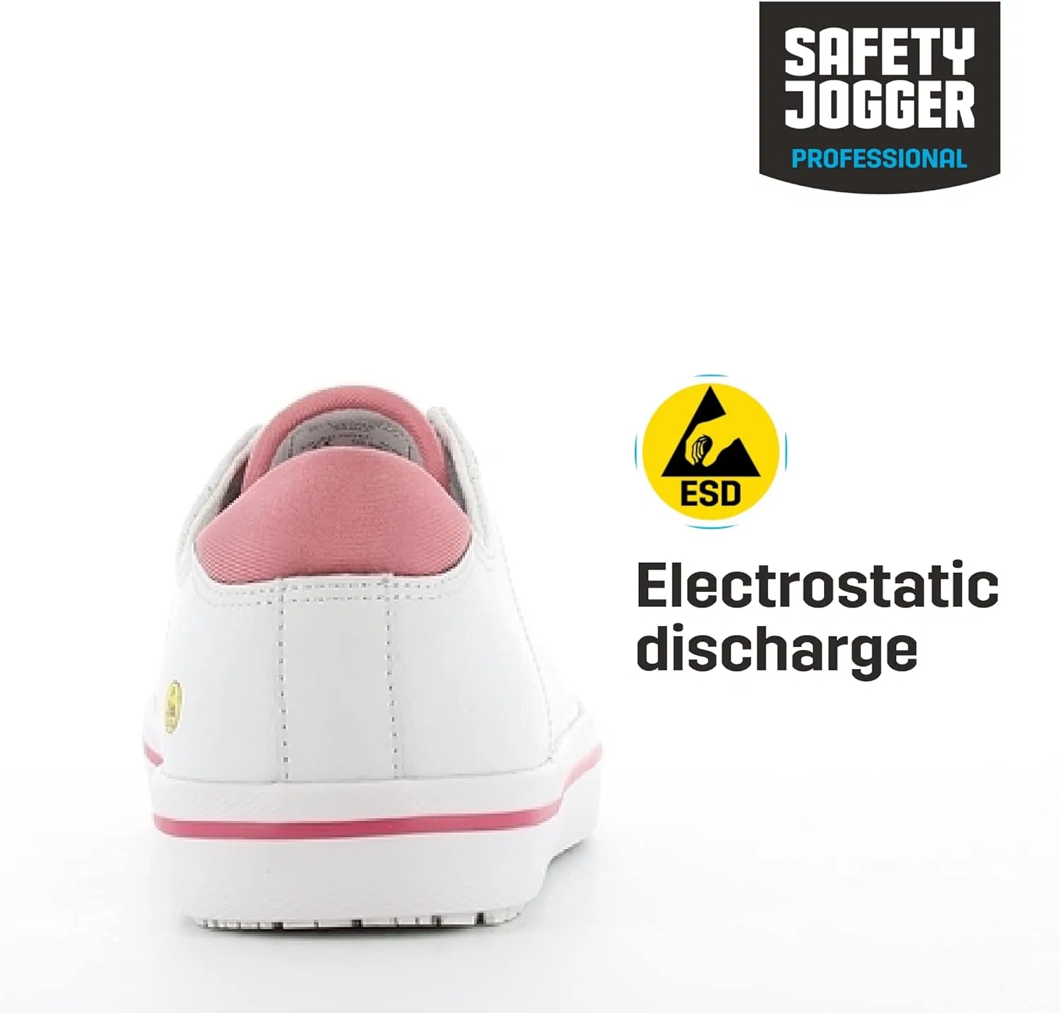 Женская рабочая обувь Oxypas, модель Paola (антистатическая, ESD), White With Fuchsia Trim — фото 4