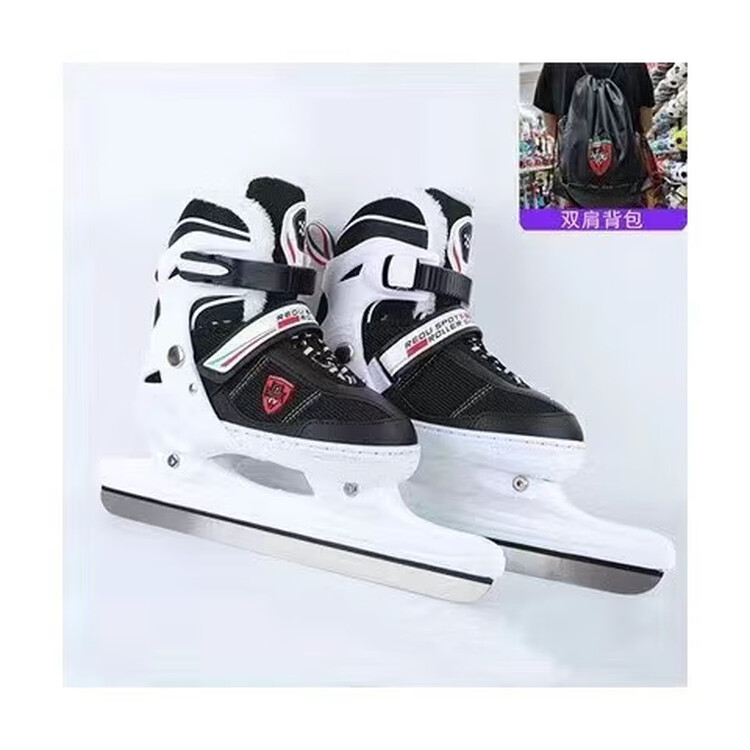 

EDEA Толстые коньки с флисовой подкладкой, фигурные коньки, взрослые роликовые коньки, детские коньки для начинающих, университетский класс, черно-белые коньки для скоростного катания + сумка через плечо, размер L[-42] 39