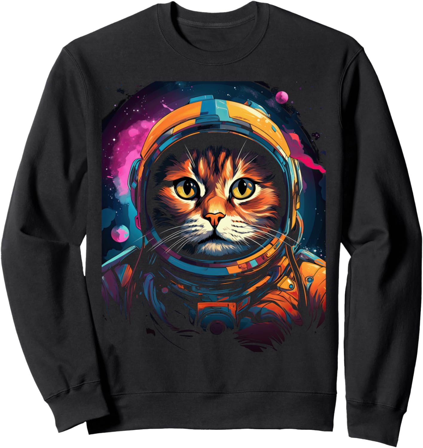 

Толстовка с изображением котенка в стиле «Космос и галактика НЛО» и астрокробатическим рисунком Astrokitty For Cat And Space Fans, черный