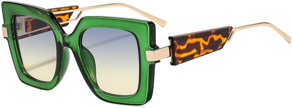 

Модные солнцезащитные очки для женщин в стиле стимпанк, для отдыха, солнцезащитные очки для мужчин, металлические, в большой оправе, защита от ультрафиолета UV400 KTUCN, C2green Leopard