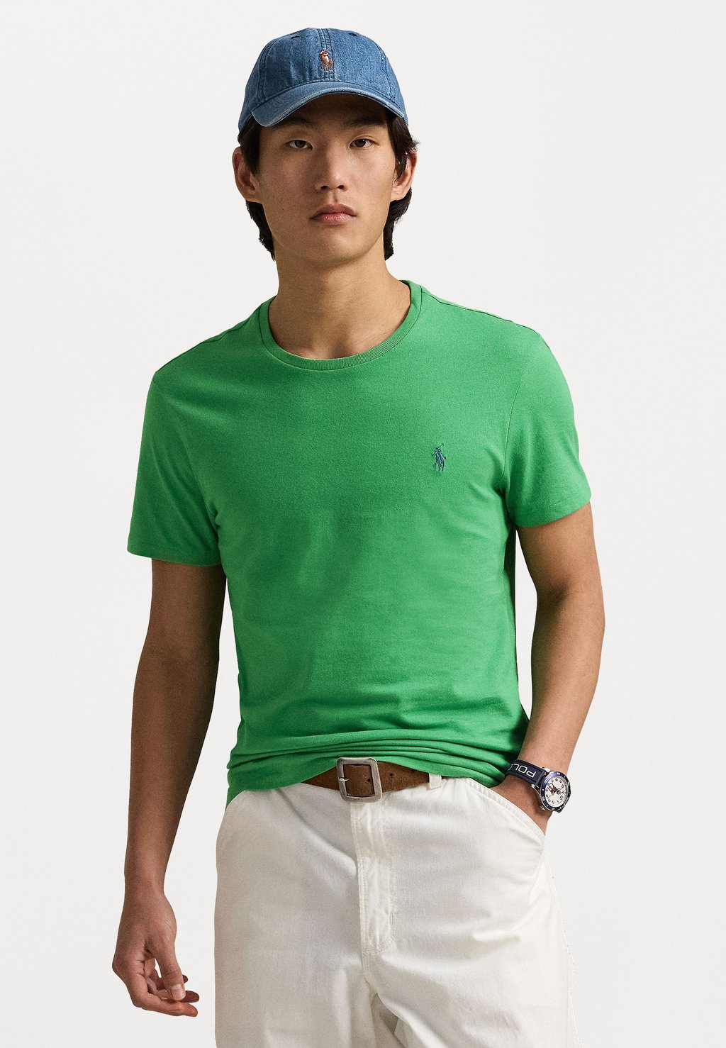 

Базовая футболка CUSTOM SLIM FIT JERSEY CREWNECK T-SHIRT Polo Ralph Lauren, зеленый