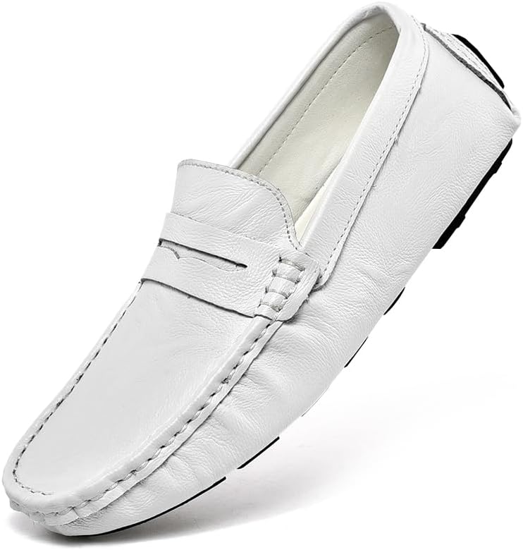 

Мужские повседневные кожаные лоферы IGZBIBG без шнурков, мокасины, туфли с пряжкой, обувь, лодочные туфли, домашние тапочки, белый