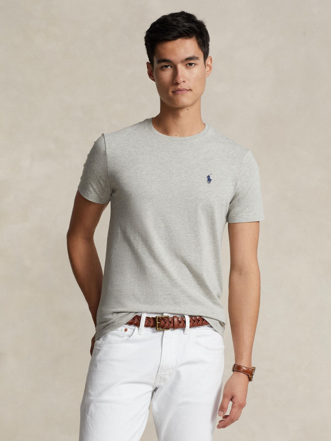 

Футболка Polo Custom Slim Fit Ralph Lauren, новая хизер грей
