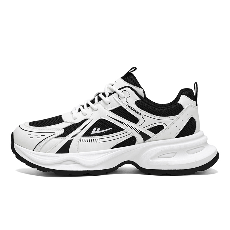

WARRIOR Износостойкие легкие низкие кроссовки на платформе унисекс бело-черные, цвет White Black