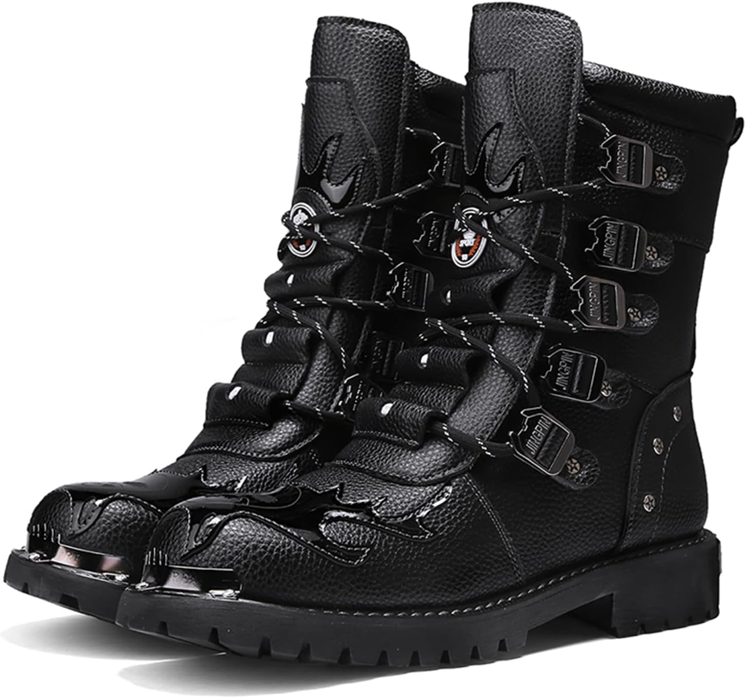 

Мужские мотоциклетные ботинки CHUUMEE с износостойкостью, водонепроницаемые, для байкеров, в стиле панк-рок с металлическим носком, ковбойские, вестерн, тактические армейские ботинки, черный