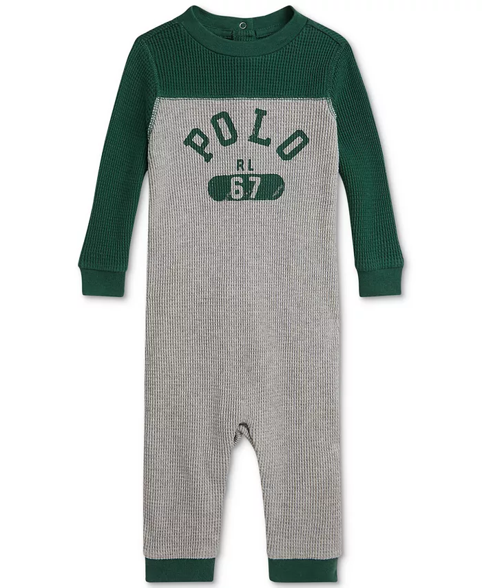 

Комбинезон из вафельной вязки для мальчиков Polo Ralph Lauren, серый