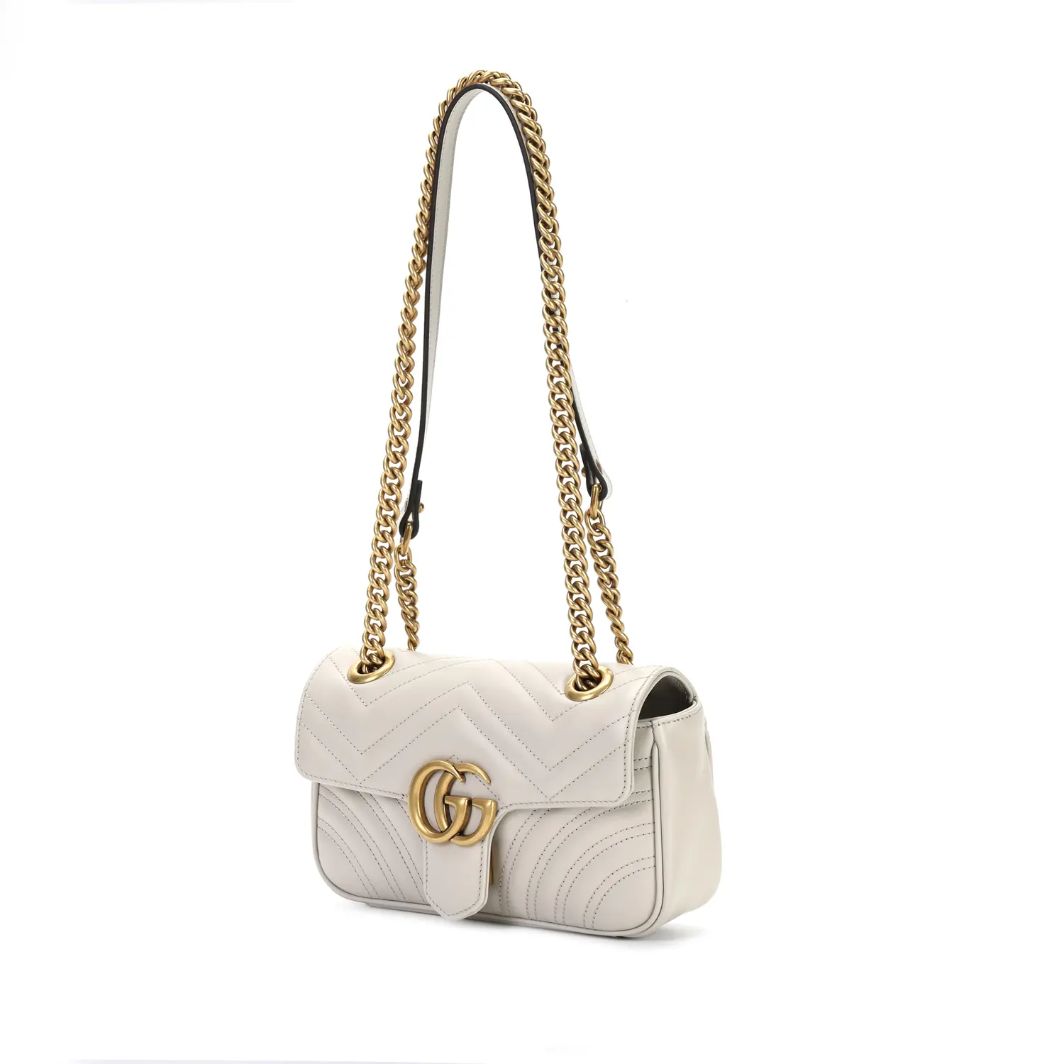 Женская сумка кросс-боди Gucci GG Marmont мини, светло-бежевая — фото 2